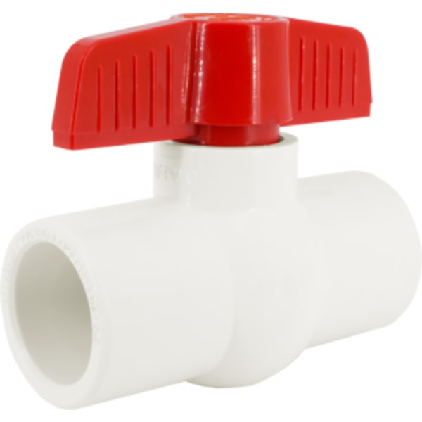 1-1/2" - Solvent x Solvent; Tee Handle, PVC Compact-Pattern Ball Valve