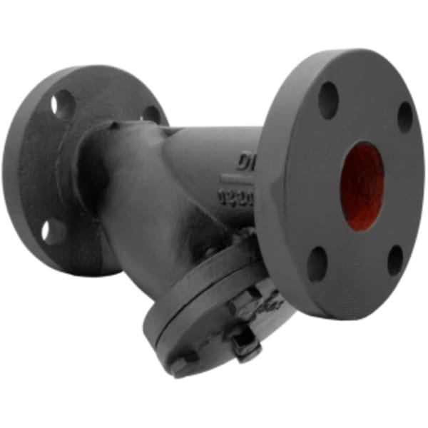 5" - Flange x Flange; Includes 304 Stainless Steel 1/8" Perforated Strainer, Cast Iron Flanged Y-Strainer