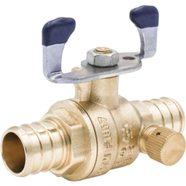 1/2" - F1807, No Lead DZR Forged Brass Crimp/Cinch PEX Ball Valve with Tee Handle and Drain