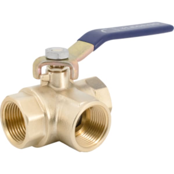 3/8" - FIP x FIP x FIP, Forged Brass Full Port Three-Way Ball Valve