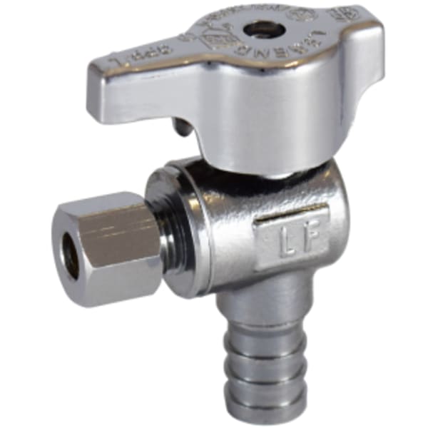 1/2" X 3/8" - F1807 x Comp (OD), No Lead Chrome-Plated Forged Brass 1/4-Turn Ball-Type F1807 x OD Angle Stop Valve