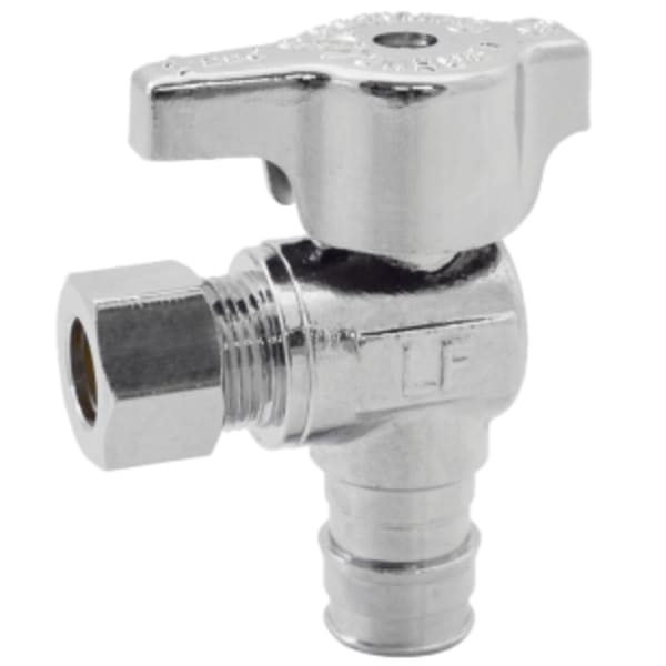 1/2" x 3/8" - F1960 x Comp (OD), No Lead Chrome-Plated Forged Brass 1/4-Turn Ball-Type F1960 x OD Angle Stop Valve