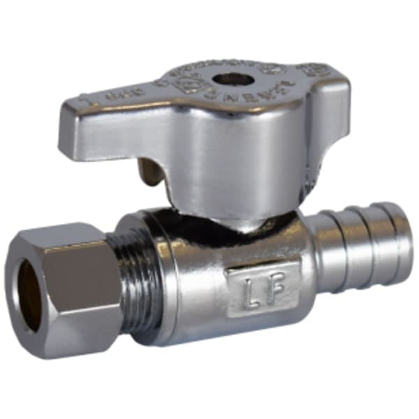 1/2" X 3/8" - F1807 x Comp (OD), No Lead Chrome-Plated Forged Brass 1/4-Turn Ball-Type F1807 x OD Straight Stop Valve