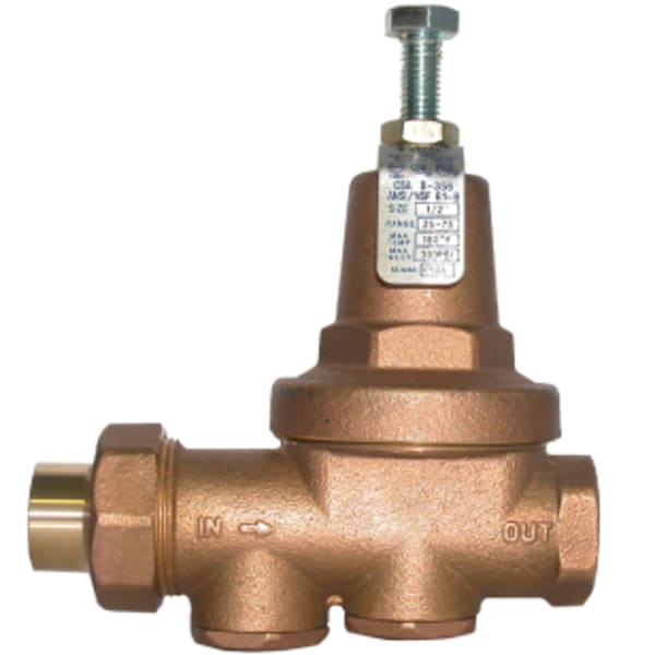 1" - FIP Union x FIP, No Lead Cast Brass Pressure Reducing Valve with Serviceable Strainer Screen and Brass Bonnet