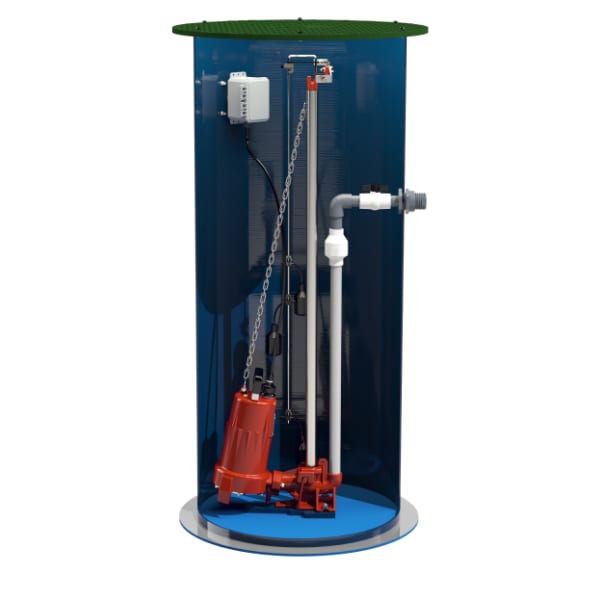 2 hp, Simplex Grinder Package, 1PH 208-230V, 1 1/4" Discharge with 30" x 60" basin and Simplex control panel