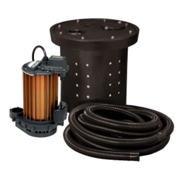 1/2 hp, Submersible Crawl Space Sump Pump, includes basin and hose kit, 10' cord