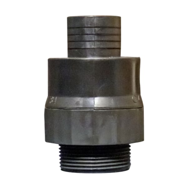 Check valve, 1-1/2", MPT x 1-1/4" barb, PVC