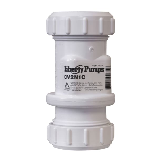 Check valve, combo., 1-1/4" or 1-1/2", PVC compression fit