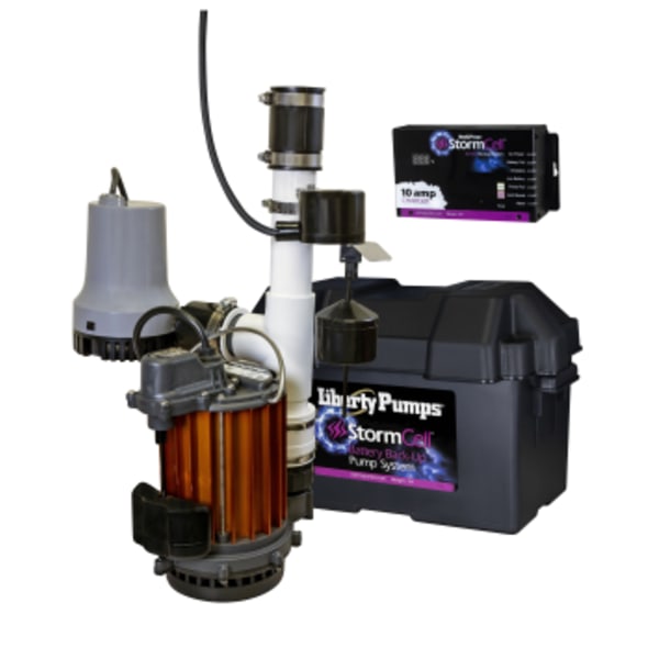 1/3 HP Battery back-up Pump combo, models 237 & 441 assembled, 115V, 12V StormCell® 10A charger