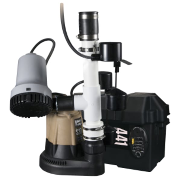 1/3 HP Battery back-up Pump combo, models S37-P & 441 assembled, 115V, 12V