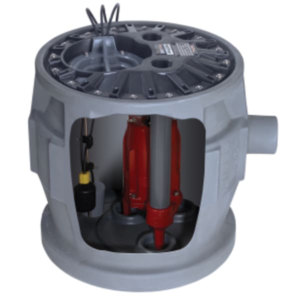1 HP, Simplex Sewage Package, 1 PH, 115V, 2" Discharge, 10' Stack, Vertical Float, 10' Cord