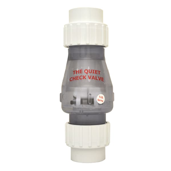 Check valve, 1-1/2" Quiet, clear body, compression