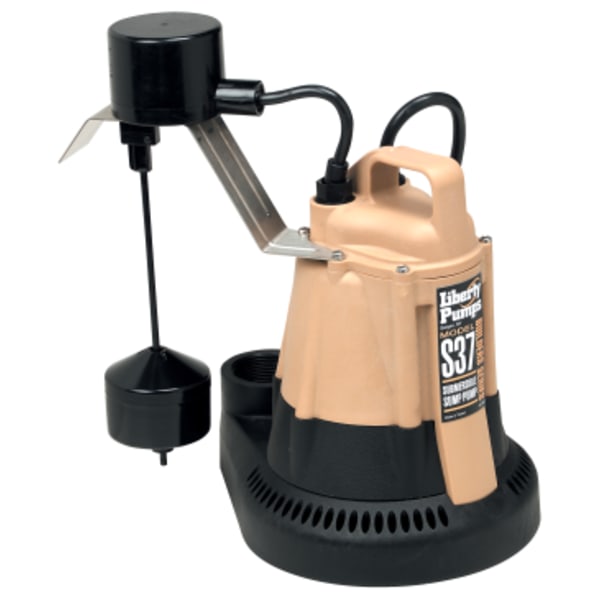 1/3 hp, Submersible Effluent Sump Pump, vertical style float, 115V, 10' cord