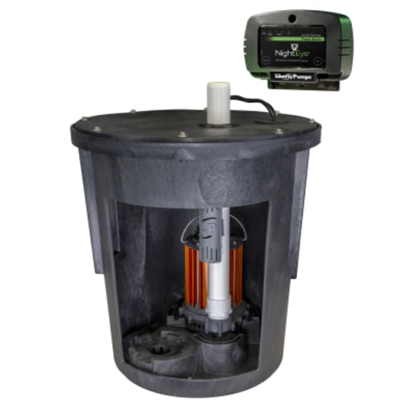 Assembled Sump kit, 1/3 hp model 237, 18" x 22" basin with cover and ALM-P1-Eye NighEye® wireless enabled alarm