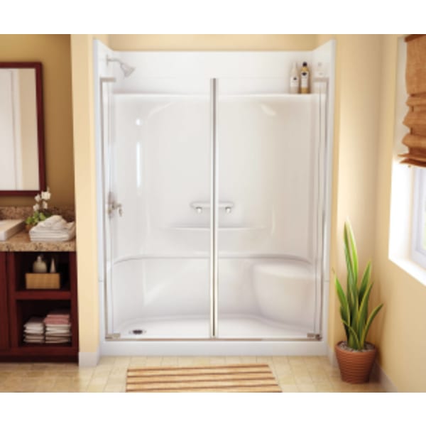 KDS 3460 AcrylX Alcove Right-Hand Drain Four-Piece Shower in White, Left seat