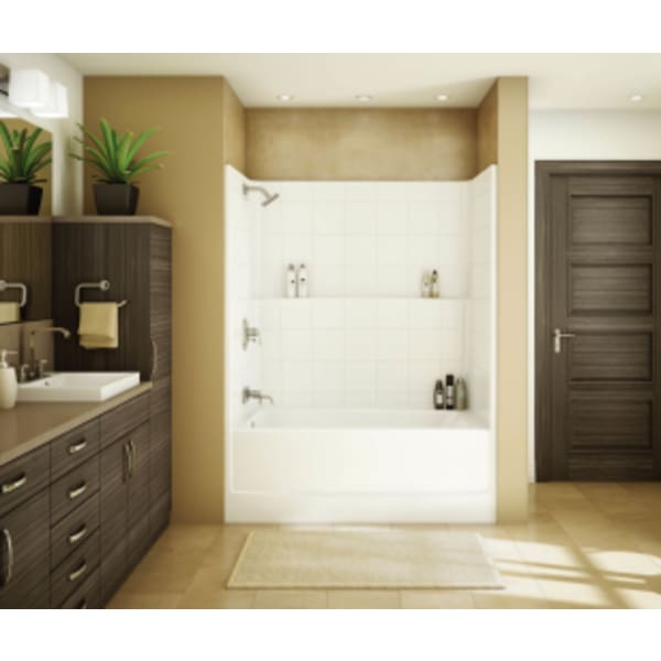 TSTEA Plus 60 x 32 AcrylX Alcove Right-Hand Drain One-Piece Tub Shower in White