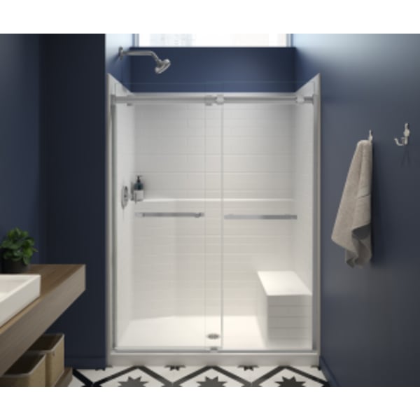 16034STTS 60 x 35 AcrylX Alcove Center Drain One-Piece Shower in White, Right seat