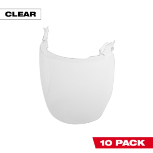 Milwaukee® 10pk Clear Face Shield Replacement Lenses (No-brim Helmet Only Mount)