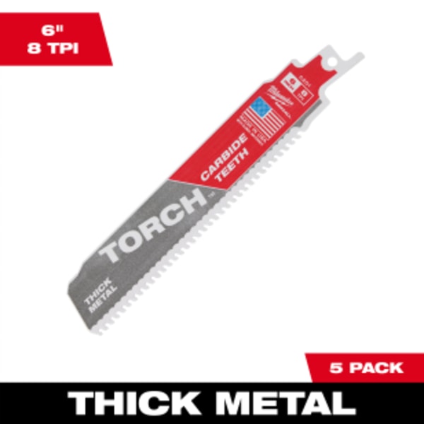 6" 8 TPI TORCH™ with Carbide Teeth SAWZALL® Blades (5 Pack)