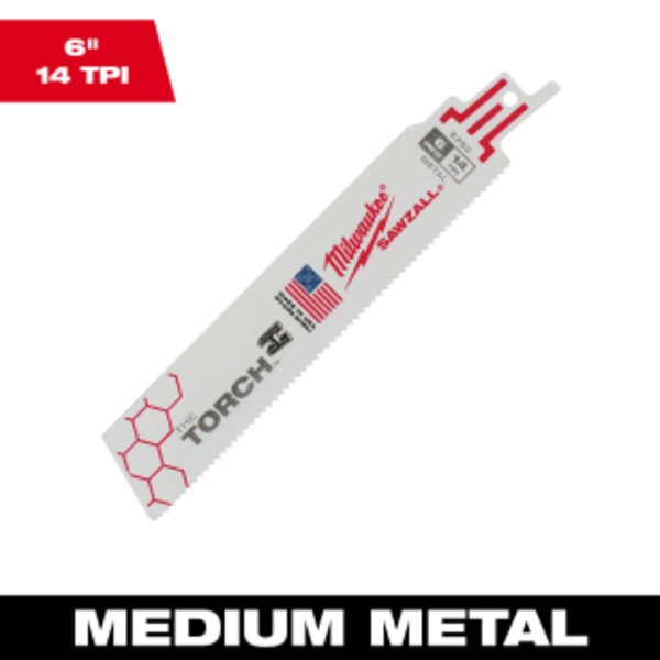 6" 14 TPI TORCH™ SAWZALL® Blade for Medium Metal Bulk 25 Pack