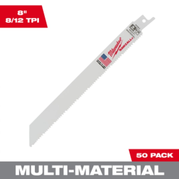 8" 8/12 TPI SAWZALL® Blade for Multi-Material (50 Pack)