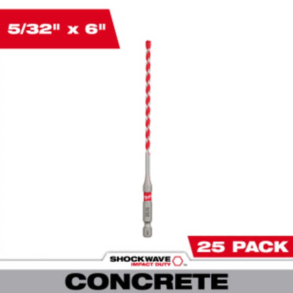 5/32" x 4" x 6" SHOCKWAVE™ Impact Duty Carbide Hammer Drill Bits Bulk 25 Pack
