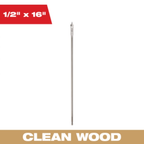 1/2" x 16" Flat Boring Bit