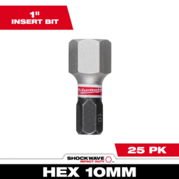 SHOCKWAVE™ Impact Duty 1"Hex 10 MM Insert Bits Bulk 25 Pack
