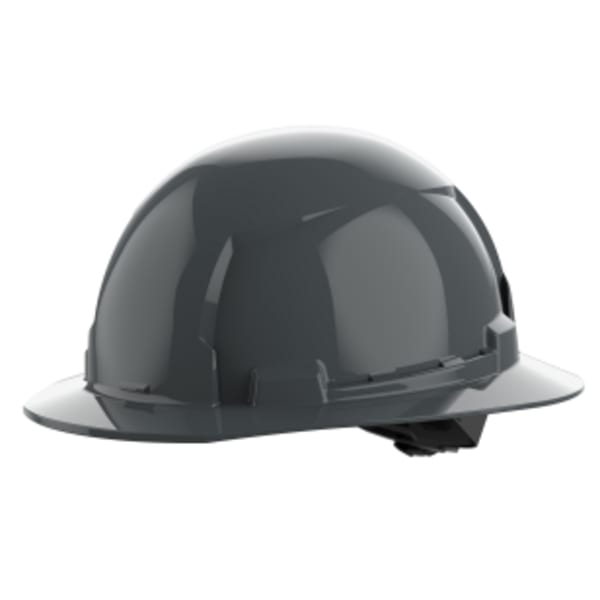 BOLT™ Gray Full Brim Hard Hat w/4pt Ratcheting Suspension (USA) - Type 1, Class E