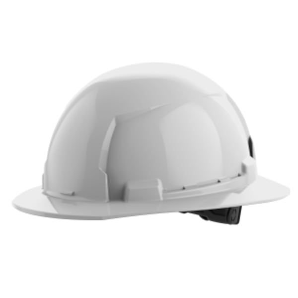 BOLT™ White Full Brim Hard Hat w/6pt Ratcheting Suspension (USA) - Type 1, Class E