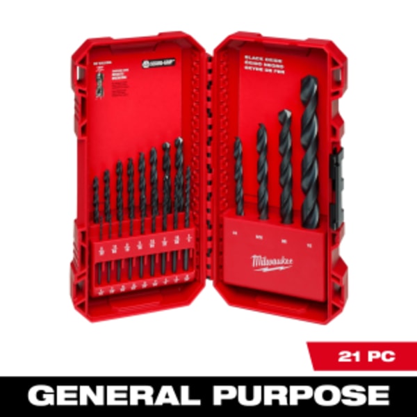 21 Piece THUNDERBOLT® Black Oxide Drill Bit Set