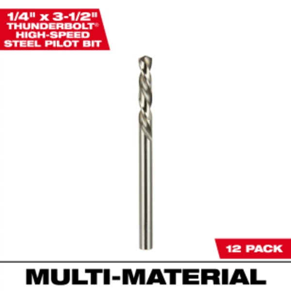 High Speed Steel Pilot Bit 1/4" x 3-1/2" (12 Pack)
