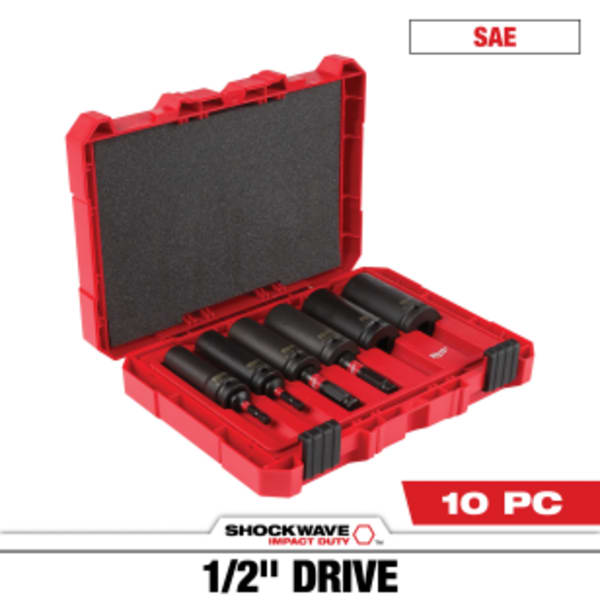 10 Piece SHOCKWAVE™ Impact Duty Lineman's 2-in-1 12PT Socket Set