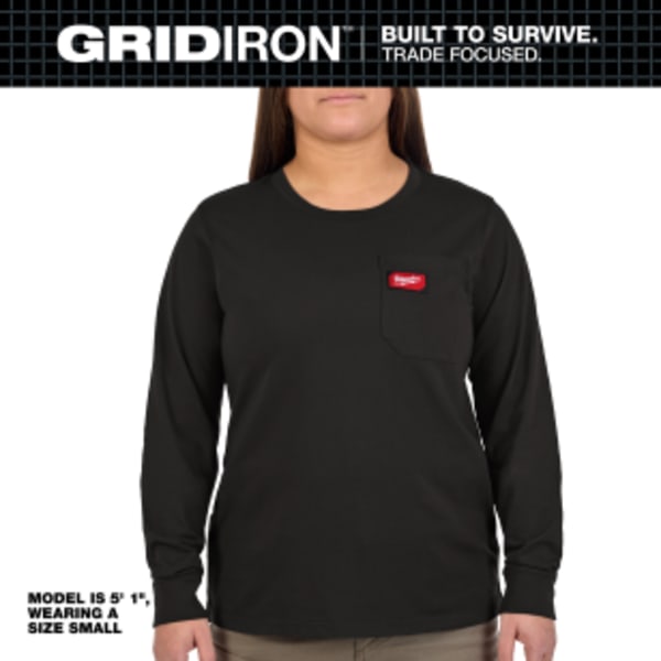 Women's GRIDIRON™ Pocket T-Shirt - Long Sleeve Black M