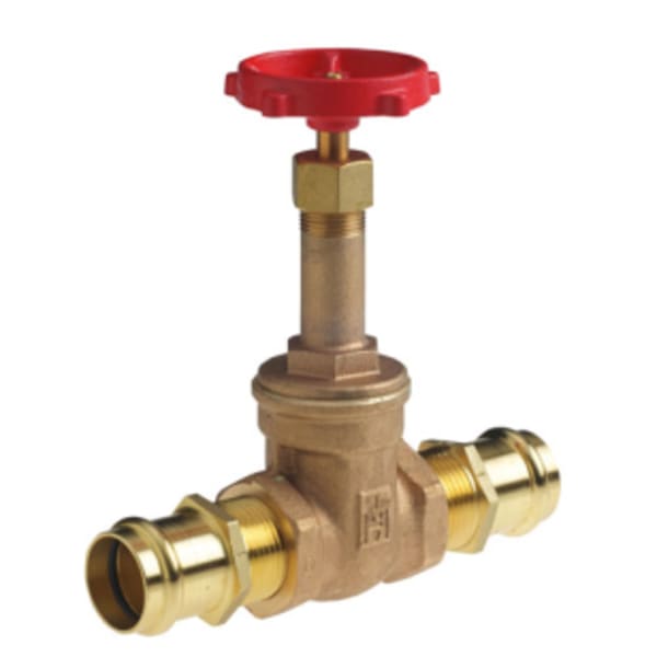 1-1/2" - Press x Press - Bronze  Gate Valve - 200 PSIG, Rising Stem, Stainless Steel Seat, Solid Wedge Disc