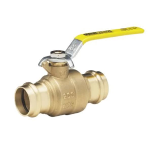 1/2" - Press x Press - Brass, Full Port - Ball Valve - 200 PSI, RPTFE Seat, Stainless Steel Ball -