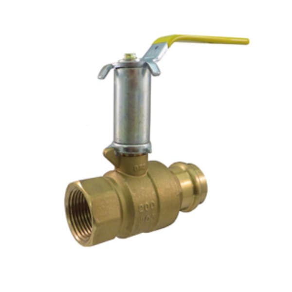 1/2" - Press x FIP - Brass, Full Port - Ball Valve - 200 PSI, RPTFE Seat, Stainless Steel Ball -