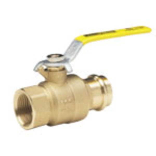 1/2" - Press x FIP - Brass, Full Port - Ball Valve - 200 PSI, RPTFE Seat, Chrome Plated Ball -