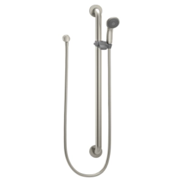 Moen Commercial Slide Bar with 1-Spray Handheld Shower and Metal Hose, 1-1/2 x 36 in. 1.5 GPM in Classic Brushed Nickel