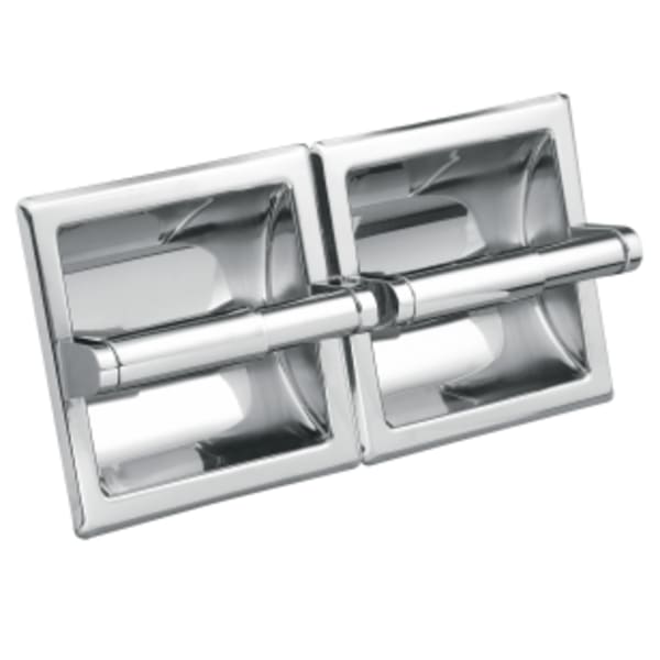 Donner Hotel Motel Recessed Double Post Toilet Paper Holder in Chrome