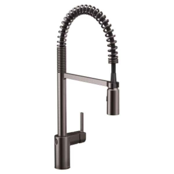 Moen Align Single Handle Pre-Rinse Spring Pulldown Sprayer Kitchen Faucet with MotionSense Wave in in Black Stainless