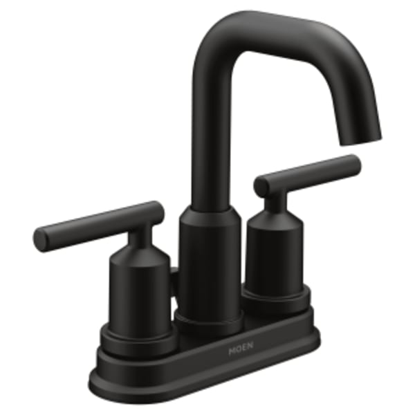 Moen Gibson 4 in. Centerset 2-Handle High-Arc Bathroom Faucet with Pop-Up Assembly in Matte Black