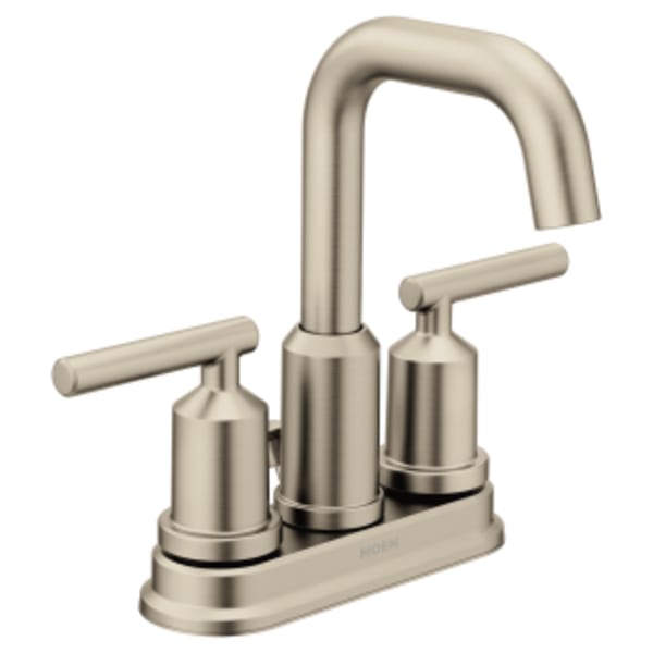 Moen Gibson 4 in. Centerset 2-Handle High-Arc Bathroom Faucet with Pop-Up Assembly in Brushed Nickel