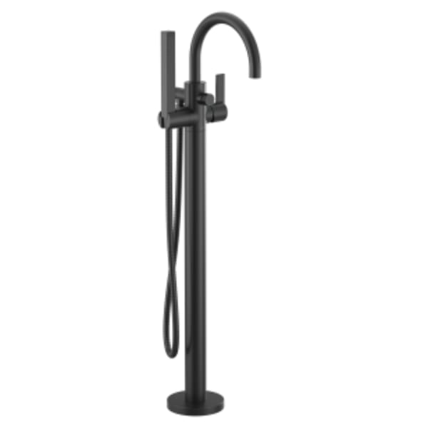 Moen Cia Matte black one-handle tub filler includes hand shower