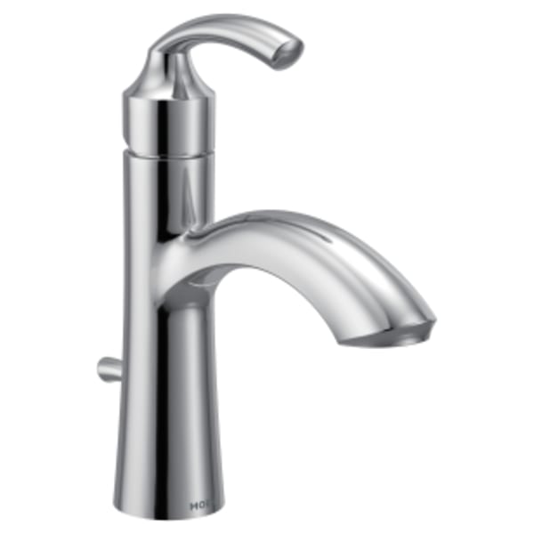 Moen Glyde Single Hole Single-Handle Bathroom Faucet with Drain Kit Included in Chrome