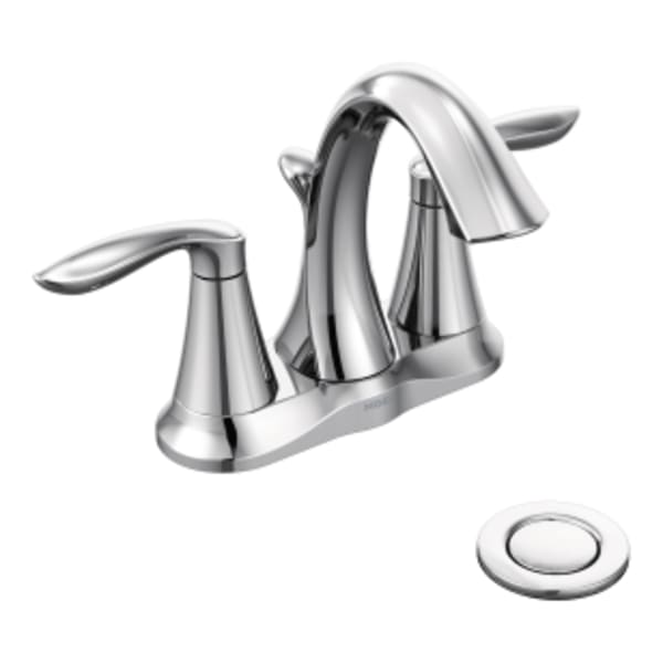 Moen Eva 4 in. Centerset 2-Handle High-Arc Bathroom Faucet in Chrome