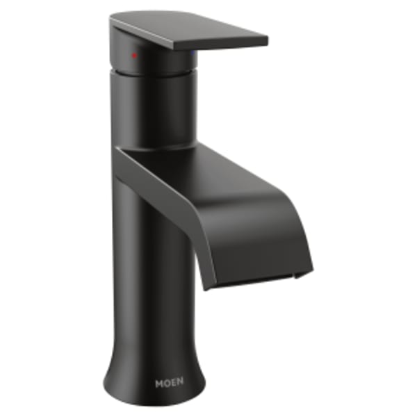 Moen Genta LX Single Hole Single-Handle Bathroom Faucet with Drain Assembly in Matte Black