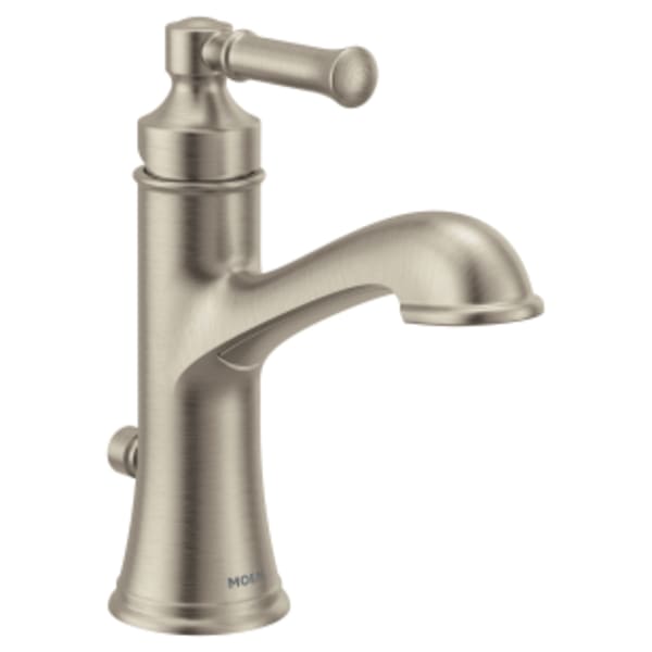 Moen Dartmoor Single Hole Single-Handle Bathroom Faucet with Drain Kit Included in Brushed Nickel