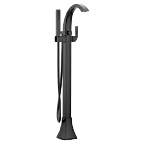 Moen Voss Matte black one-handle tub filler includes hand shower