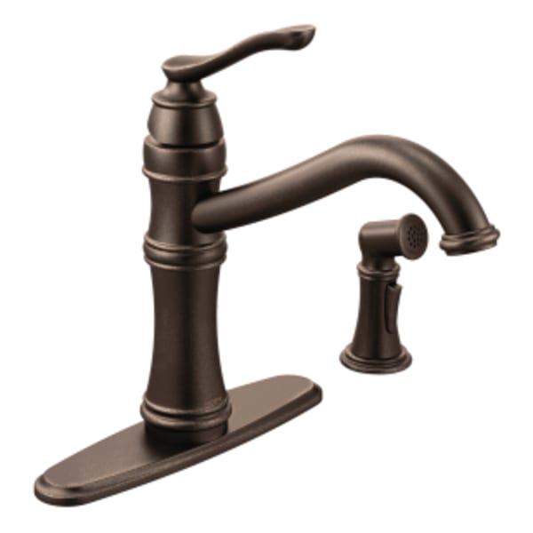 Moen Belfield Single-Handle Standard Kitchen Faucet with Side Sprayer in Oil Rubbed Bronze